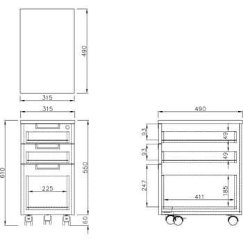 GZCA-SL315WH スチール脚デスク スリムワゴン 1台 アール・エフ