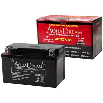 2輪用液別シールド型 MF(PLATINUM)バッテリー(電解液注入済タイプ) AQUA DREAM(アクアドリーム) 液入りタイプ(電解液注入済)  【通販モノタロウ】