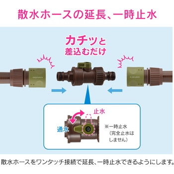 途中ストップ継手 延長 一時止水 ワンタッチ 散水ホース GAONA(ガオナ)