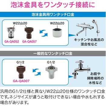 泡沫金具用ネジ口金 W22山20用 ワンタッチ GAONA(ガオナ)