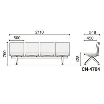 CN-4704VZ0DN ロビーチェアー 4700シリーズ 4人掛け(配送・組立