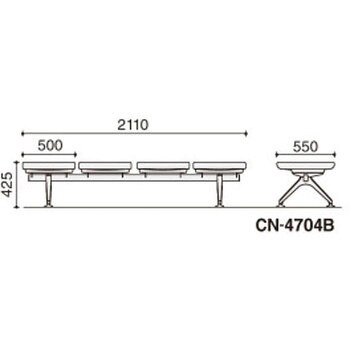 CN-4704BVZQ1 ロビーチェアー 4700シリーズ 4人掛け ベンチタイプ(配送