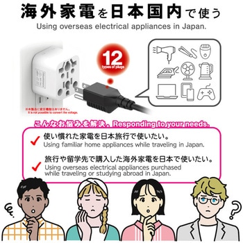 国内用マルチ変換プラグ12種類対応→A カシムラ