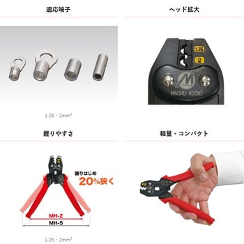 圧着工具 ハンドル(裸端子) ミノル工業