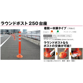 ラウンドポスト 250台座 着脱一本脚 グリーンクロス