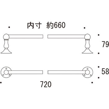 640823 真鍮タオルバー(Solid Brassシリーズ) 1個 ゴーリキアイランド