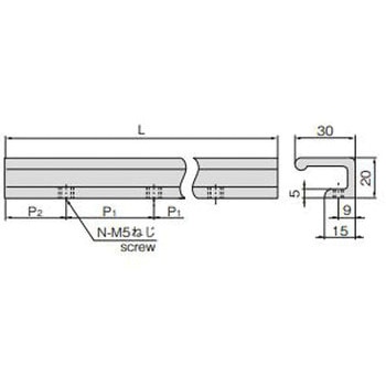 角型アルミ6号取手 A-190-2 TAKIGEN(タキゲン)