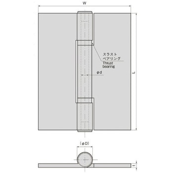 超重量扉用厚口平型蝶番(L300×W240×t10) - TAKIGEN(タキゲン)