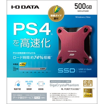 アイ・オー・データ　外付けSSD　SSPH-UT500R SSPH-UT500R ポータブルSSD SSPH-UTシリーズ 1台 I ・O DATA