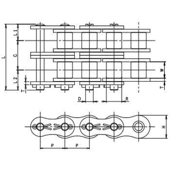 標準ローラチェーン 2列