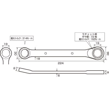 AOA-19S3 オフセットアダプター ラチェットレンチ ソケットセット 1