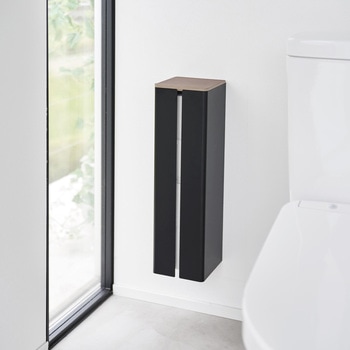 石こうボード壁対応隠せるトイレットペーパーホルダー タワー ブラック 山崎実業