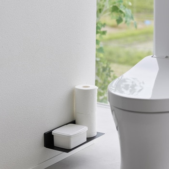 石こうボード壁対応浮かせるトイレ棚 タワー ブラック 山崎実業
