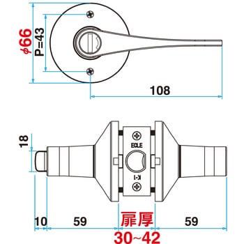 7010171 ECLE リフォーム用レバーハンドル錠 鍵付き間仕切錠(個室用) 1