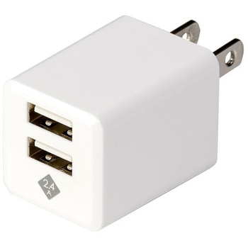 【複数同時充電】2.4A 2ポートUSB 充電器 ナカバヤシ