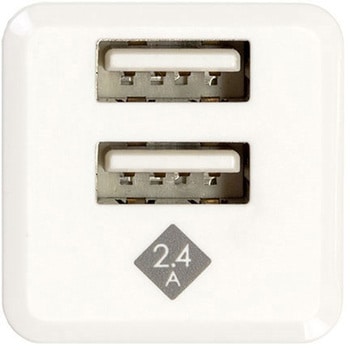 【複数同時充電】2.4A 2ポートUSB 充電器 ナカバヤシ