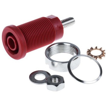 Red 4mm safety socket with thread Schutzinger