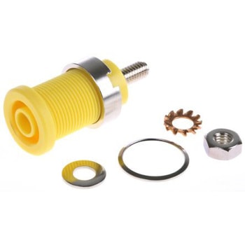 Yellow 4mm safety socket with thread Schutzinger