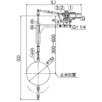 圧力バランス型複式ボールタップ(ステンレス玉) 兼工業 ボールタップ