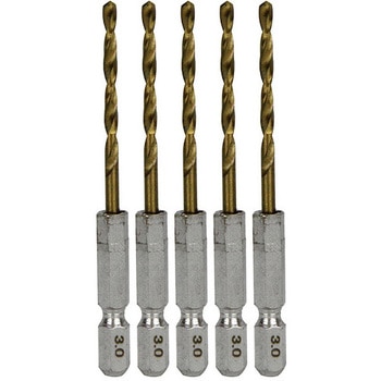六角軸TiN鉄ドリル 普通 5本セット SK11
