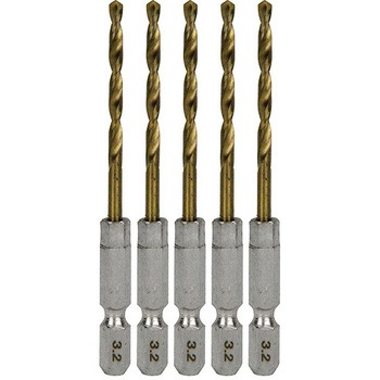 六角軸TiN鉄ドリル 普通 5本セット SK11