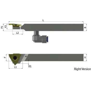 スイスライン 右勝手 外径用スリムツールホルダー 油穴付 カーメックス