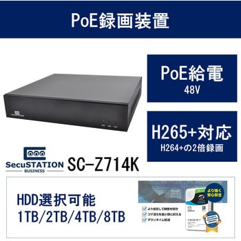 SecuSTATION PoE録画装置4ch+354万画素カメラ1台セット