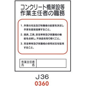 コンクリート橋架設等 作業主任者の職務 J36 仙台銘板