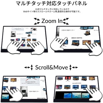 タッチパネル対応液晶ディスプレイ 15.6型/3840×2160/miniHDMI×1、USB Type-C×2/ブラック/スピーカー：有 JAPANNEXT