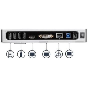 USB 3.0接続ノートPCパソコン用ドッキングステーション デュアルモニタ対応(USB - HDMI/ USB - DVI/VGA) USB 3.0 ドック ポートリプリケータ StarTech.com