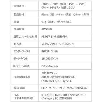 DTJ-40503 定温保管液体用 USB PDFリユーザブルデータロガー 40503 1個