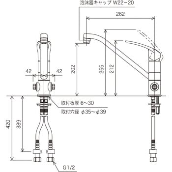 KM5151T シングルレバー式混合栓(止水栓付) KVK キッチン用 一般地