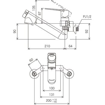 MSK110KEJST 浄水器内蔵シングルレバー式混合栓(210mmパイプ付) KVK キッチン用 一般地 - 【通販モノタロウ】