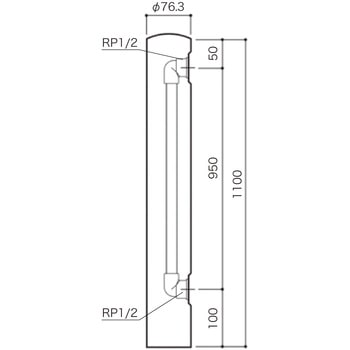 ステンレス製水栓柱 丸 KVK