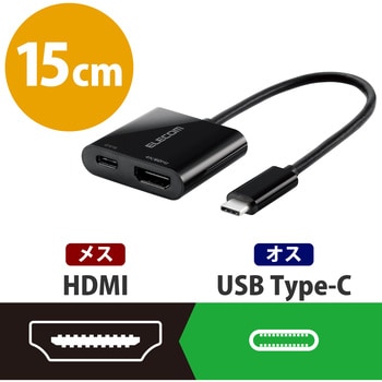 AD-CHDMIPDBK タイプC変換アダプタ TypeC-HDMI&給電ポート 映像変換