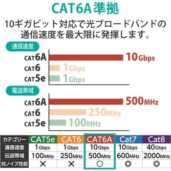 LANケーブル CAT6A ギガビット 爪折れ防止 単線 より線 RJ-45コネクタ