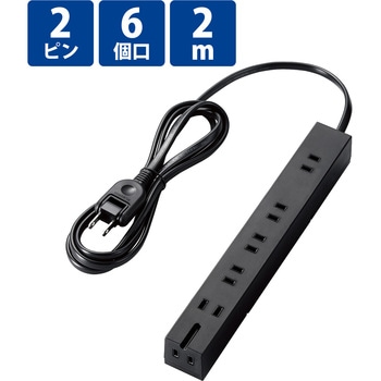 電源タップ 2P×6個口 幅広 固定用フック穴付 ホコリ防止シャッター付 雷サージ防止 スイングプラグ エレコム