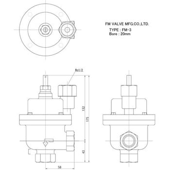 FM-3 FMバルブ 定水位弁 アングル型 3型 主弁+副弁(FM-13) セット品 FM