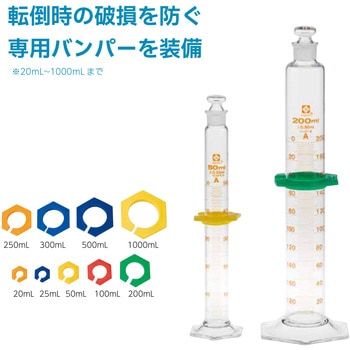 023550-1000 メスシリンダー ガラス 目盛付 有栓 スーパーグレード