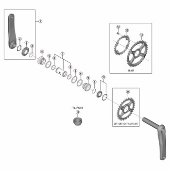 Y1X098050 FC-M9100 ロックリング&ワッシャー 1個 SHIMANO
