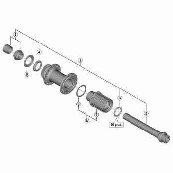 Y3F598010 FH-R7070 ハブ軸組立品 玉間142mm 1個 SHIMANO(シマノ