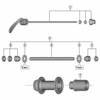 FH-MT200-B ハブ軸組立品 141mm SHIMANO(シマノ)