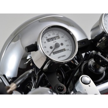 バイク用 機械式スピードメーター Φ60 ホワイトLED照明 DAYTONA(デイトナ)