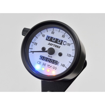 バイク用 機械式スピードメーター Φ60 ホワイトLED照明 DAYTONA(デイトナ)