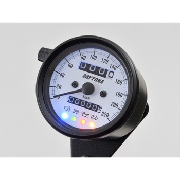 バイク用 機械式スピードメーター Φ60 ホワイトLED照明 DAYTONA(デイトナ)