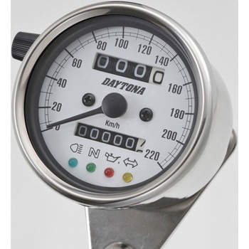 バイク用 機械式スピードメーター Φ60 ホワイトLED照明 DAYTONA(デイトナ)