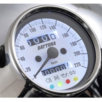バイク用 機械式スピードメーター Φ60 ホワイトLED照明 DAYTONA(デイトナ)