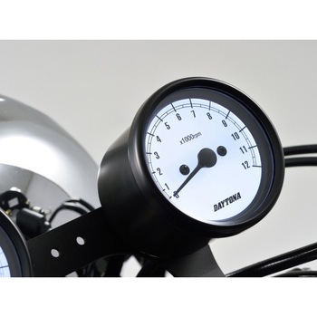 バイク用 機械式タコメーター Φ60 ホワイトLED照明 12，000rpm DAYTONA(デイトナ)