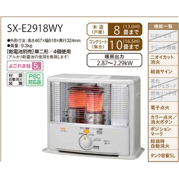SX-E2920WY(W) ポータブル石油ストーブ SXシリーズ 1台 コロナ[冷暖房