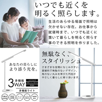 多機能LEDデスクライト ワイヤレス充電 懐中電灯 コードレス 360℃ 角度調節 SunRuck